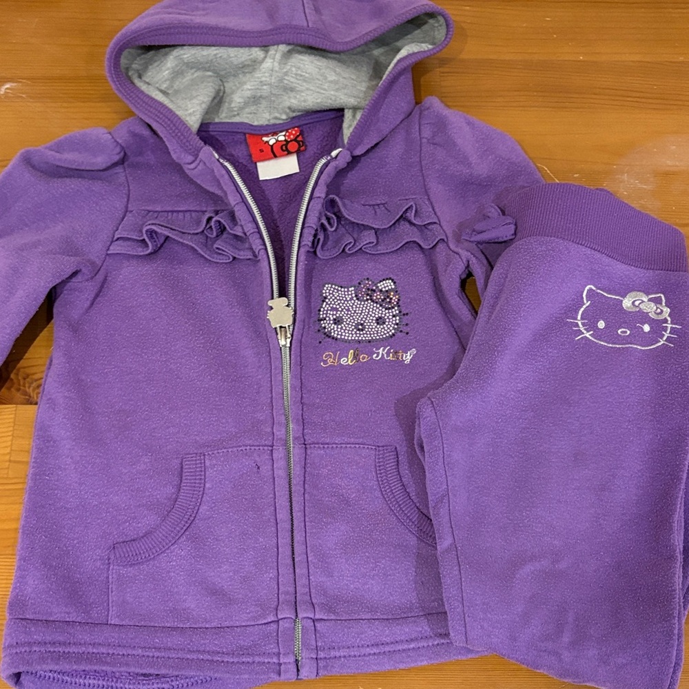 Hello Kitty Purple Hooded Sweatshirt and Pants Set